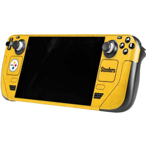 NFL Pittsburgh Steelers - Alternate Distressed Steam Deck Handheld Gaming Computer Skin